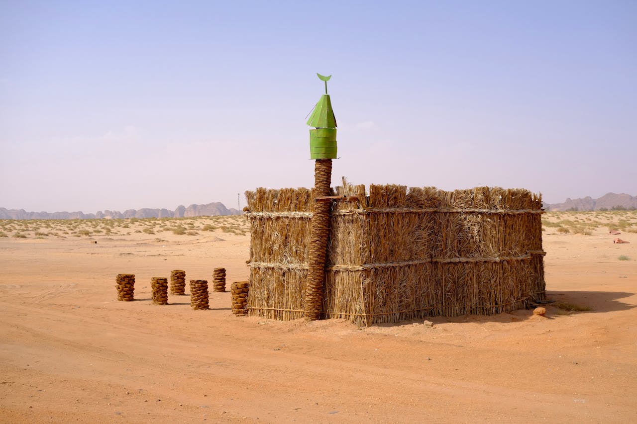 A Structure Made of Dried Grass on Desert, AlUla, Al Madinah Province, Saudi Arabia